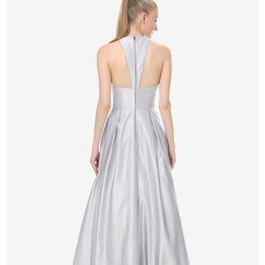 David Tutera Brooke Silver Metallic Satin Racerback Gown Dress Size 12